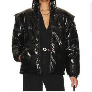 WeWoreWhat Puffer Coat Vest Oversized Snap Off Sleeve Black Winter Women sz XS